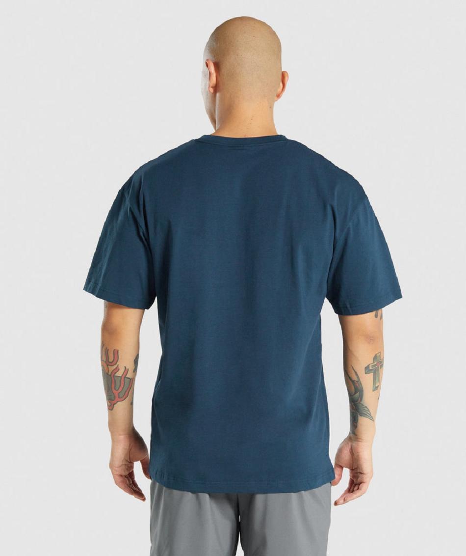 T Shirts Gymshark Essential Oversized Hombre Azul Marino | CO 3291CTV